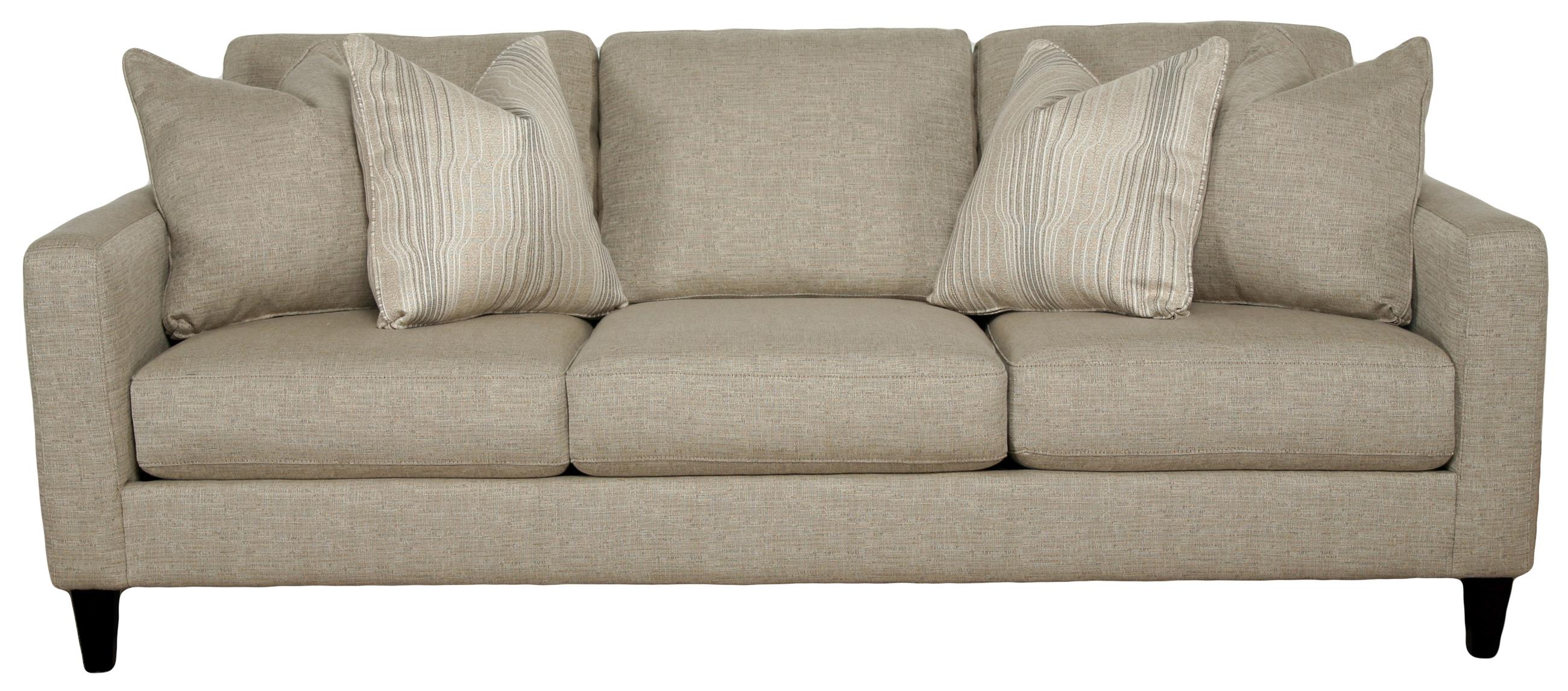 Bauhaus Truman Contemporary Sofa with Track Arms and 4 Accent Pillows